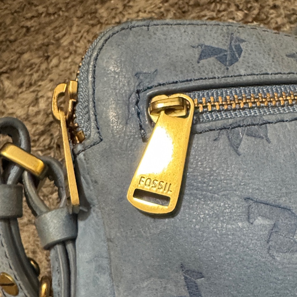 Fossil Oragami Tissue Llama Blue Crossbody Bag - Picture 6 of 13